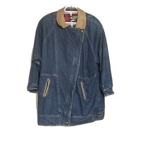 Vintage 80s Andy Johns Jacket Womens 16/18 Long Denim Blanket Lined Barn Chore C